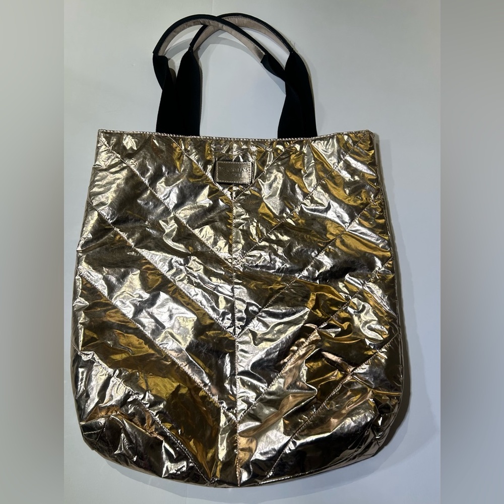Victoria’s Secret Metallic Gold Quilted Tote Bag | Love Victoria